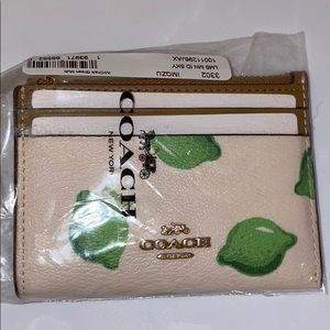 Coach Card Wallet With Lime Print and Ring Key